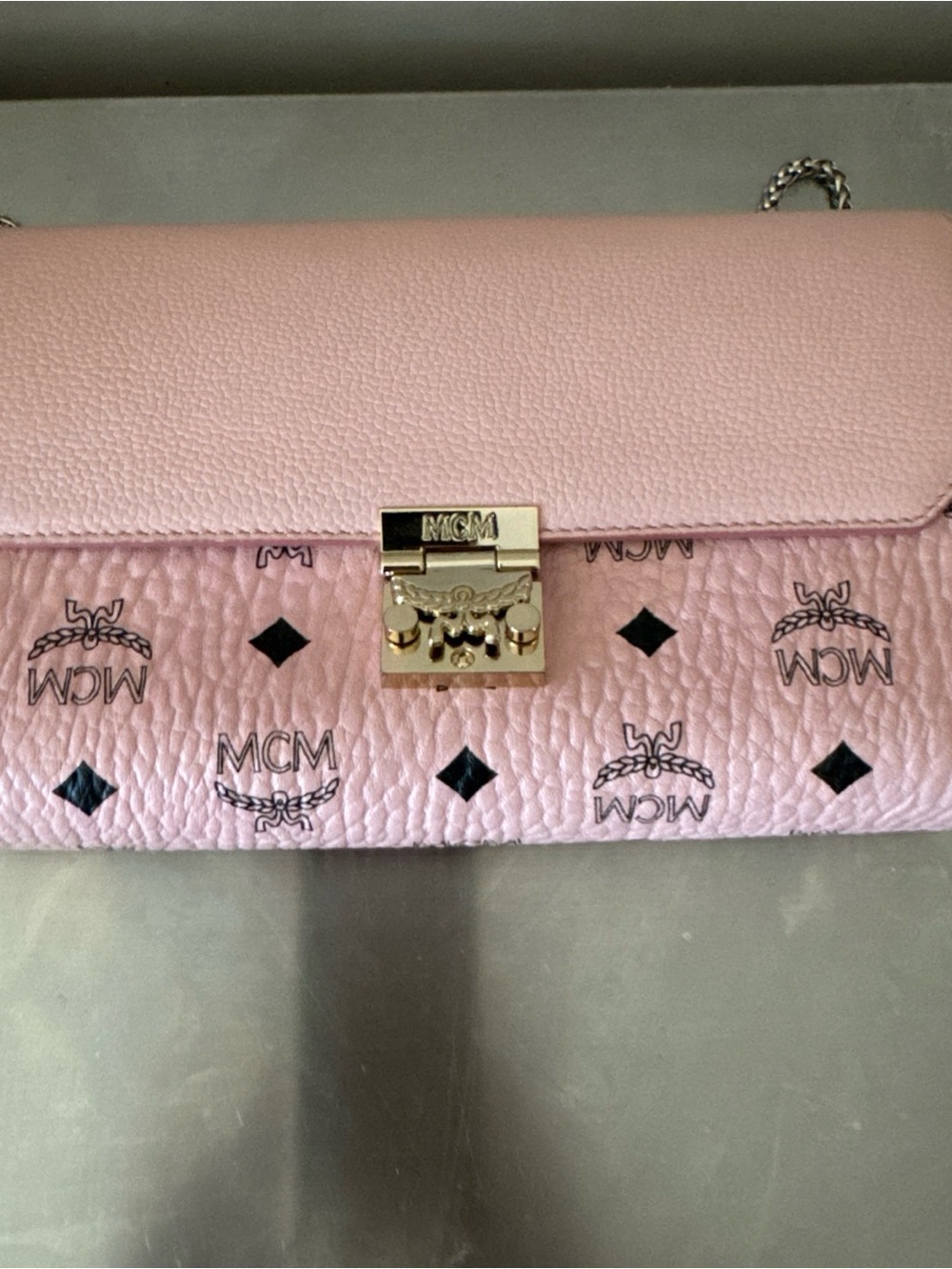 MCM Pink Visetos Leather Crossbody with Gold-Tone Lock - Picture 8 of 8